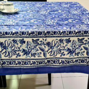 Blue Bloom Tablecloth 6- and 8- Seat