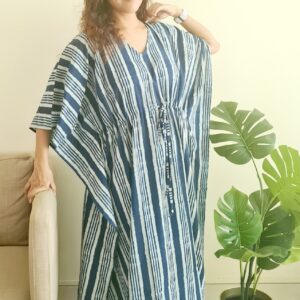 Indigo Stripes Cotton Kaftan
