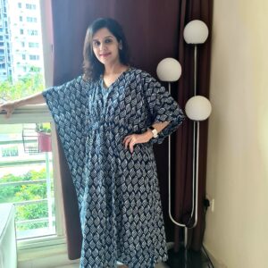 Indigo Leaf Cotton Kaftan