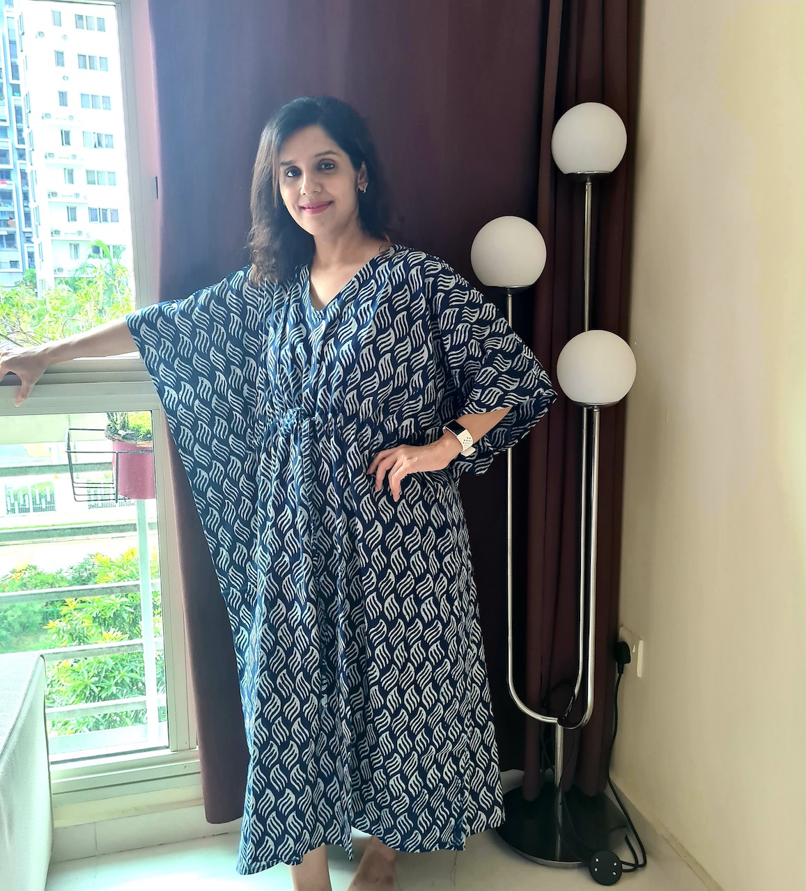 Indigo Leaf Cotton Kaftan