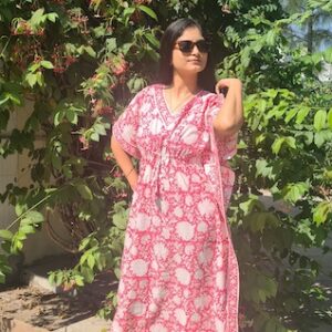 Red Paradise Cotton Kaftan