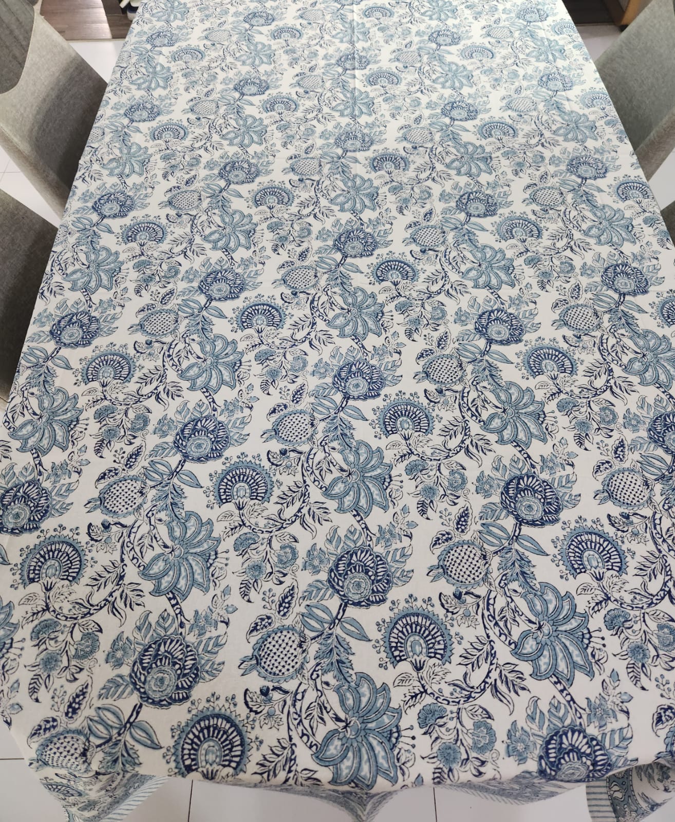 Light blue floral Rectangle Tablecloth – 6 seater and 8 seater & Round 4- Seater - Image 3