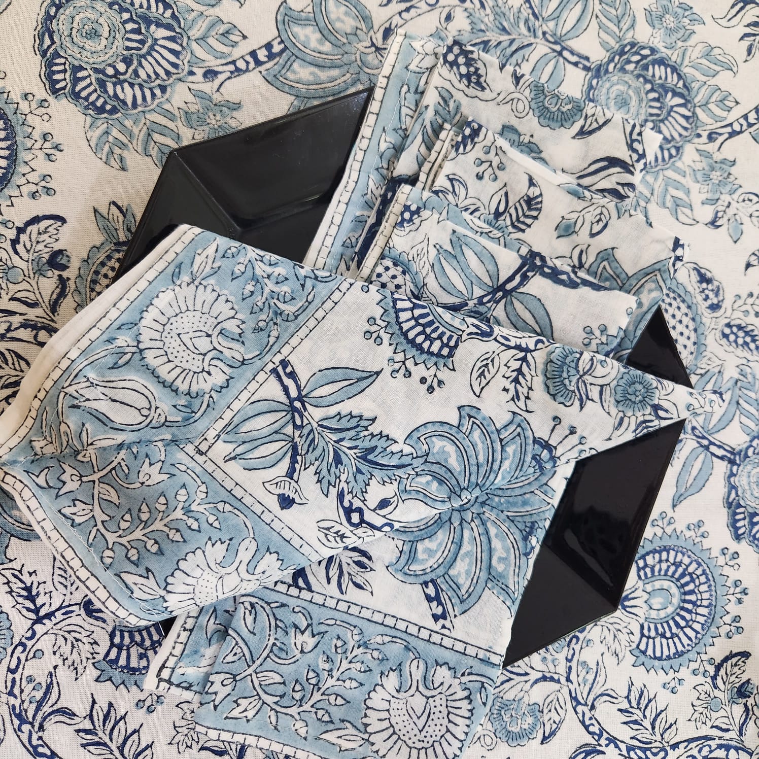 Light blue floral Rectangle Tablecloth – 6 seater and 8 seater & Round 4- Seater - Image 4