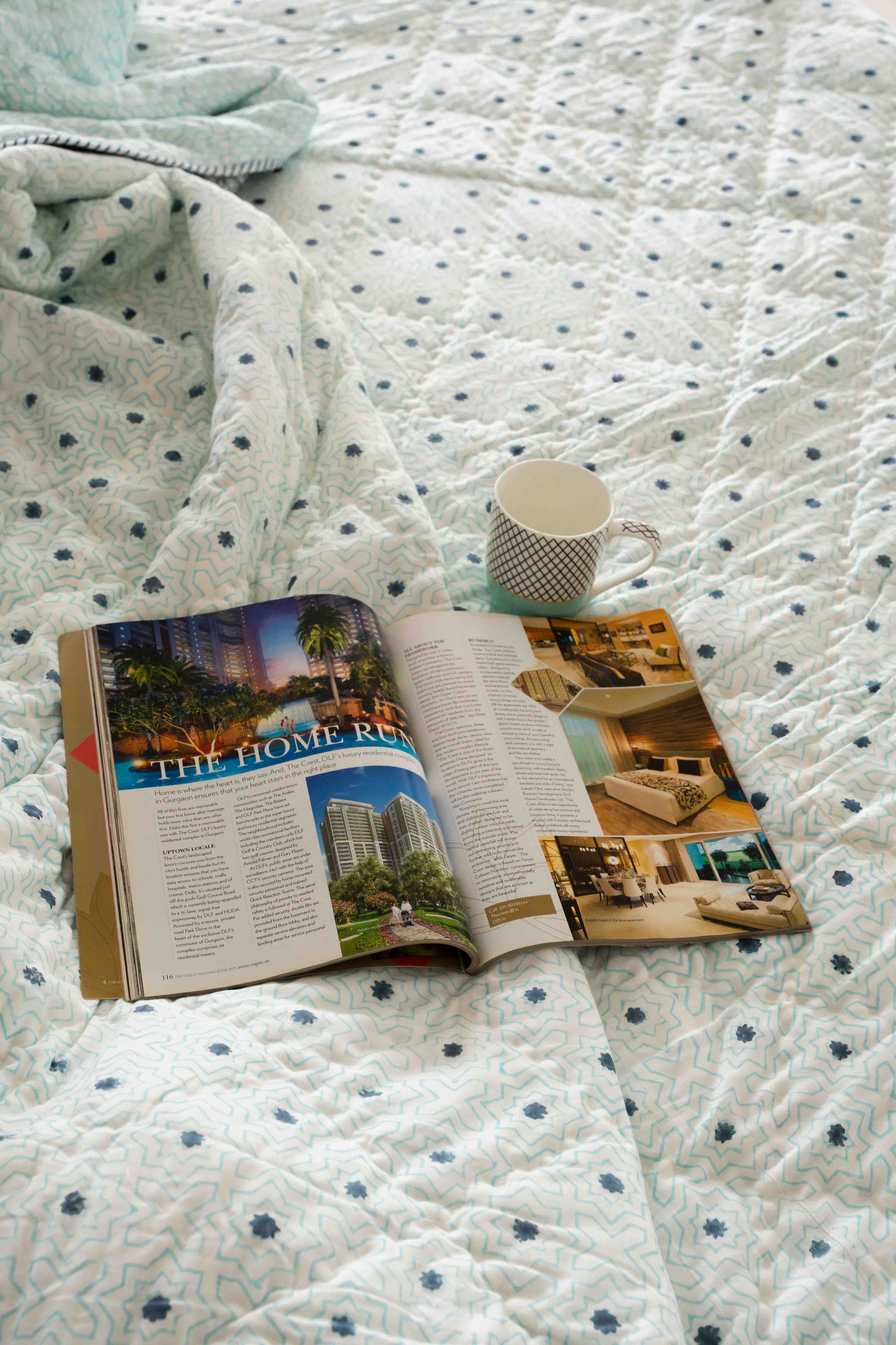 Blue Star Cotton Quilt ( AC Comforter) - Reversible Print/ Duvet/ Bedspread– Double  & Super Single Size