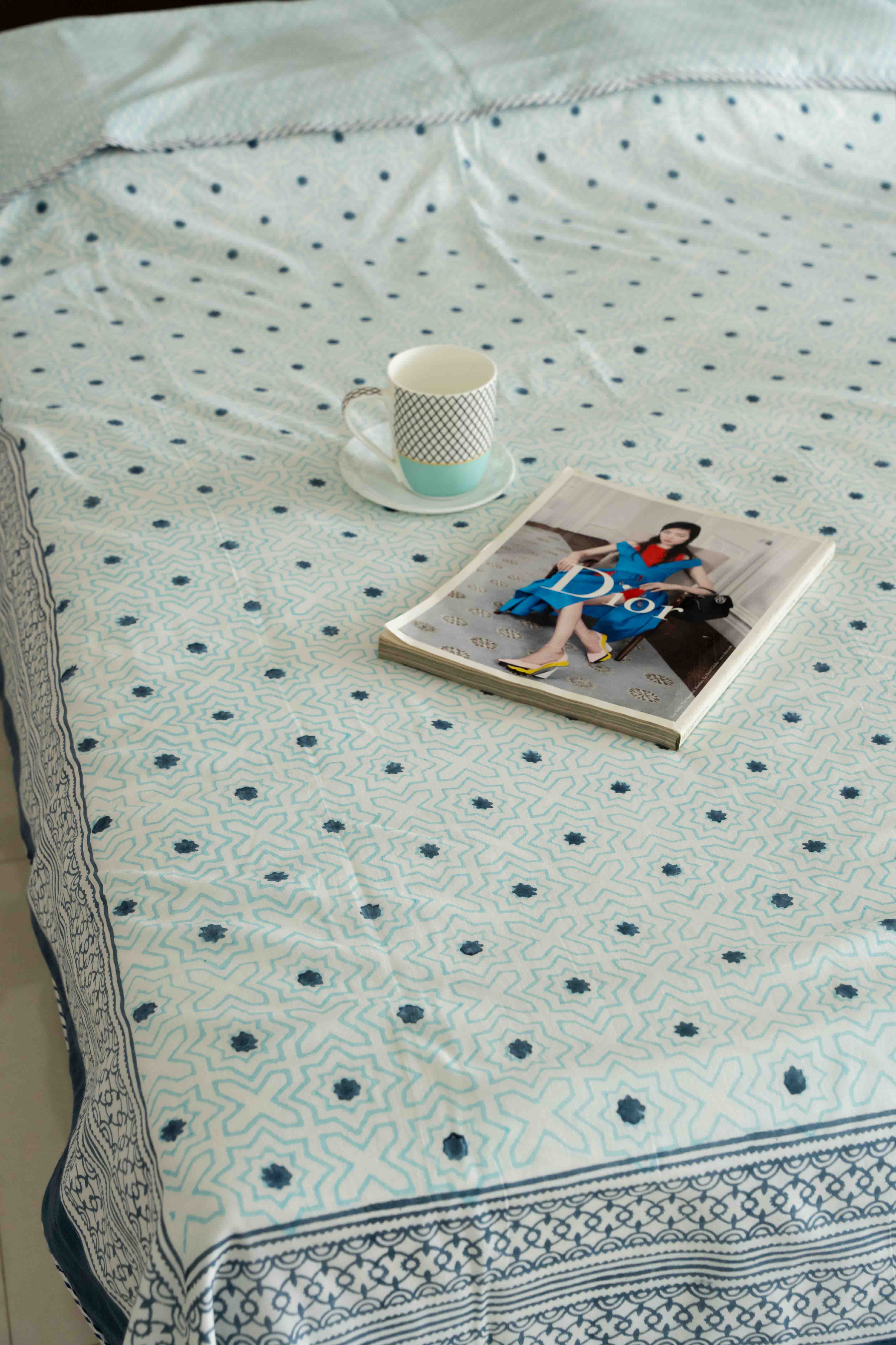 Blue Star Muslin Dohar ( Summer Blanket/ AC Blanket)- Super Single Size